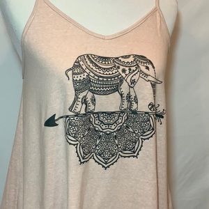 Elephant graphic spaghetti strap tank blush sz lg